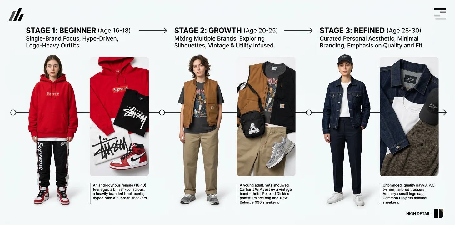 Streetwear style evolution wardrobe development personal aesthetic